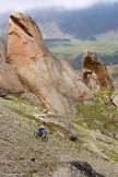 Russia. North face of Elbrus. Rider - Nikolay Pukhir. Photo: Ludmila Zvegintseva