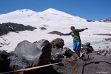 Russia. North face of Elbrus. Nikolay Pukhir at Mt.Elbrus climb base camp, Alt.3800 m. Photo: Ludmila Zvegintseva